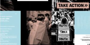Take Action. Image of people at protests.